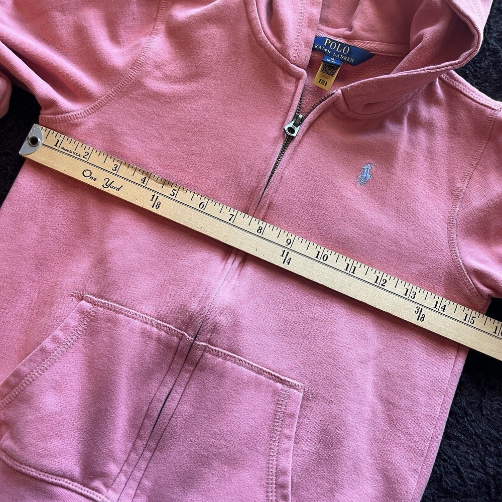 Ralph Lauren LW Magic Fleece FZ Hoodie Pink Full Zip Girl M - Picture 4 of 6